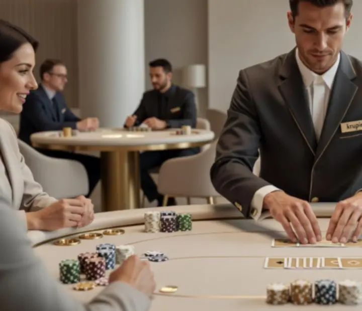 Profesjonalny krupier prowadzący rozgrywkę pokerową